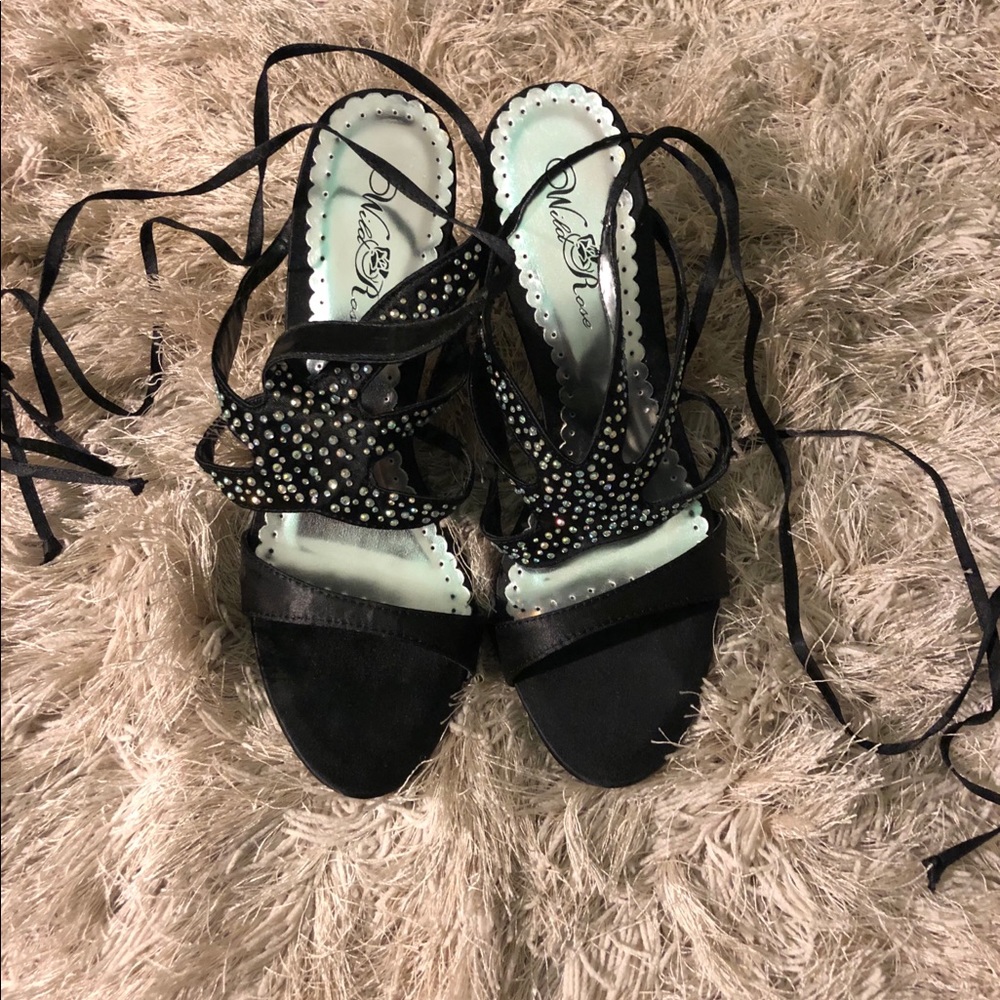 Never Worn Black Strappy Heels